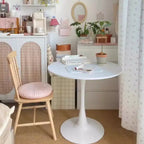 NAYSAYE Modern Round Dining Table End Table MDF Top Steel Base Kitchen Coffee Table Living Room Office, White, 23.6*19.7*29.1
