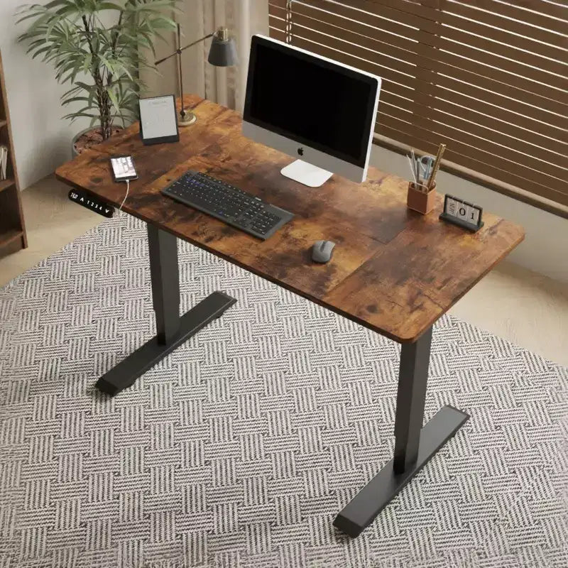 NAYSAYE Height Adjustable Standing Desk Sit Stand Work Table End Table for Home Office Workspace Lift Up, Brown, 48*24*45