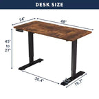 NAYSAYE Height Adjustable Standing Desk Sit Stand Work Table End Table for Home Office Workspace Lift Up, Brown, 48*24*45
