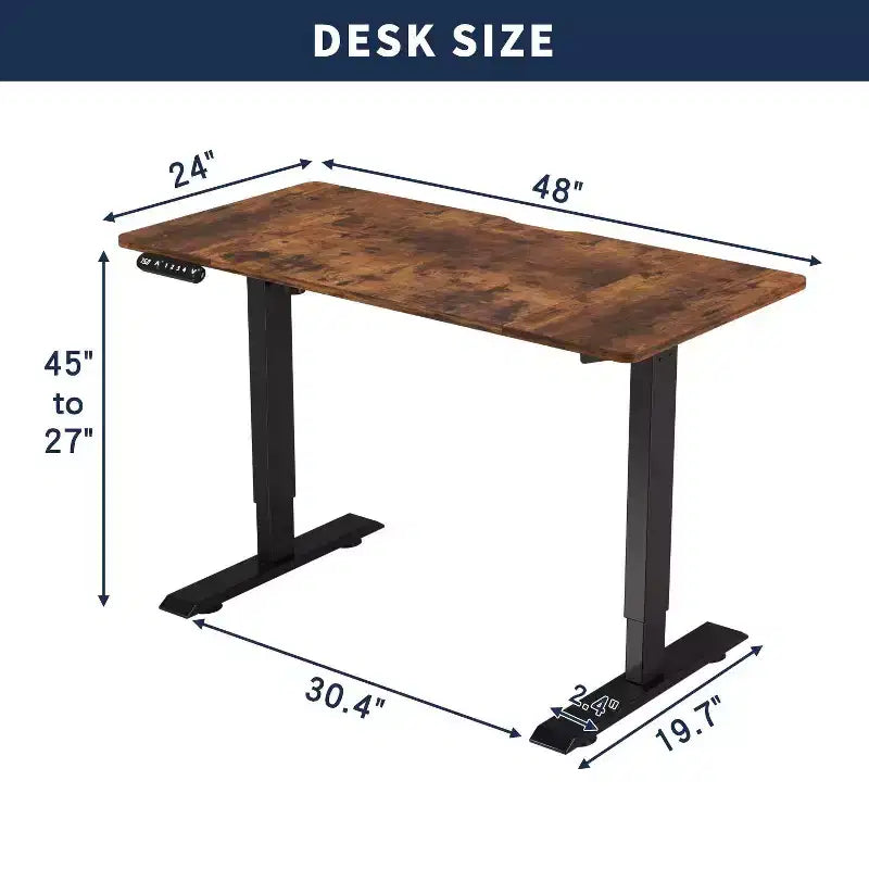 NAYSAYE Height Adjustable Standing Desk Sit Stand Work Table End Table for Home Office Workspace Lift Up, Brown, 48*24*45