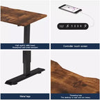 NAYSAYE Height Adjustable Standing Desk Sit Stand Work Table End Table for Home Office Workspace Lift Up, Brown, 48*24*45