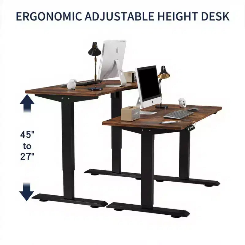NAYSAYE Height Adjustable Standing Desk Sit Stand Work Table End Table for Home Office Workspace Lift Up, Brown, 48*24*45