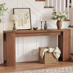 70.9 Rustic Farmhouse Console Table, Oak Finish Wooden Accent Table for Entryway Living Room Hallway Foyer, Easy Assembly