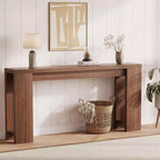 70.9 Rustic Farmhouse Console Table, Oak Finish Wooden Accent Table for Entryway Living Room Hallway Foyer, Easy Assembly