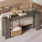 70.9 Rustic Farmhouse Console Table, Oak Finish Wooden Accent Table for Entryway Living Room Hallway Foyer, Easy Assembly