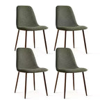 5 Pcs Dining Set for 4 Round Dining Table with Crossed Metal Legs and Oak Grain Upholstered Chairs for Kitchen and Dining Room - Panipeachy