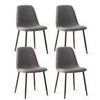 5 Pcs Dining Set for 4 Round Dining Table with Crossed Metal Legs and Oak Grain Upholstered Chairs for Kitchen and Dining Room - Panipeachy