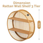 Vintiquewise Round Bamboo Wall Shelf with 2 Wooden Tiers  Natural Hanging Wall Decor & Floating Display Rack for Home, Living Room, Office