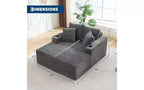 64 Oversized Chaise Lounge Chair - Corduroy Upholstered Boneless Sofa Bed with Throw Pillows & Cup Holders, Comfy Deep Seat Sleeper Couch