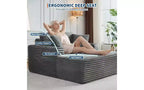 64 Oversized Chaise Lounge Chair - Corduroy Upholstered Boneless Sofa Bed with Throw Pillows & Cup Holders, Comfy Deep Seat Sleeper Couch
