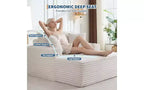 64 Oversized Chaise Lounge Chair - Corduroy Upholstered Boneless Sofa Bed with Throw Pillows & Cup Holders, Comfy Deep Seat Sleeper Couch