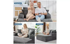 64 Oversized Chaise Lounge Chair - Corduroy Upholstered Boneless Sofa Bed with Throw Pillows & Cup Holders, Comfy Deep Seat Sleeper Couch