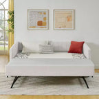 GDFStudio Scarlett Upholstered Daybed with Trundle, Vertical Stripe Backrest Sofa Bed