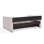GDFStudio Scarlett Upholstered Daybed with Trundle, Vertical Stripe Backrest Sofa Bed