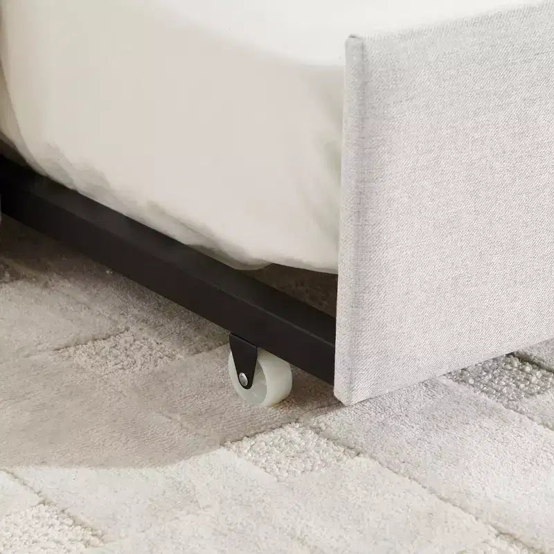 GDFStudio Scarlett Upholstered Daybed with Trundle, Vertical Stripe Backrest Sofa Bed