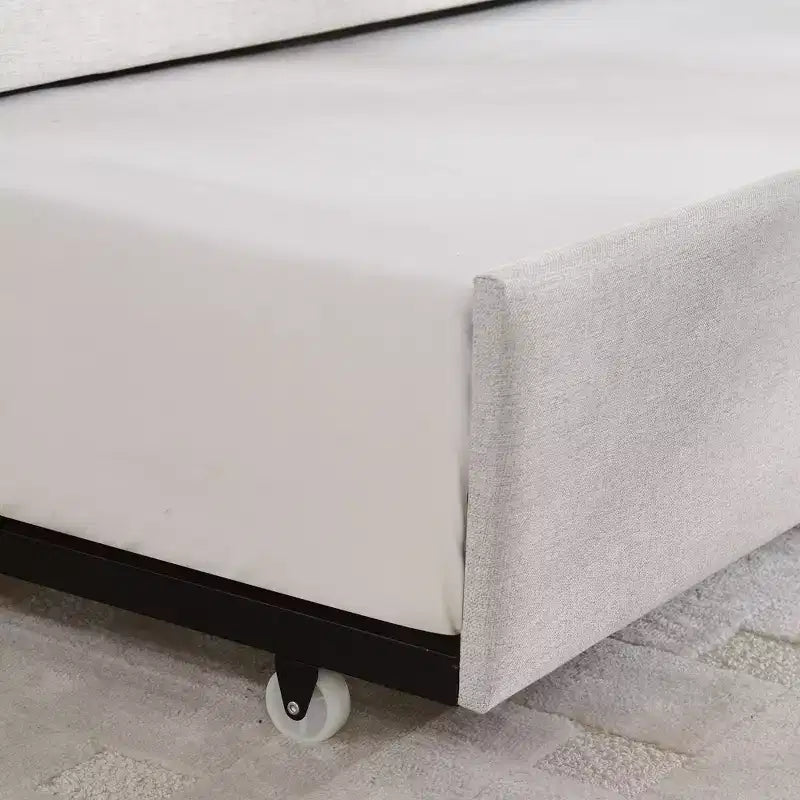 GDFStudio Scarlett Upholstered Daybed with Trundle, Vertical Stripe Backrest Sofa Bed