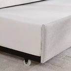 GDFStudio Scarlett Upholstered Daybed with Trundle, Vertical Stripe Backrest Sofa Bed