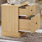 Fluted Drawer Nightstand,Mid-Century Modern Bedside Table with Curved Edge Base, Space-Saving Storage for Bedroom & Living Room