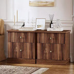Fluted Drawer Nightstand,Mid-Century Modern Bedside Table with Curved Edge Base, Space-Saving Storage for Bedroom & Living Room