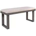 Farmhouse 6 Pieces Dining Table Set with Bench, Wood Rectangle Table and 4 Upholstered Chairs for Kitchen, Gray