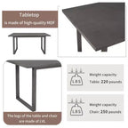 Farmhouse 6 Pieces Dining Table Set with Bench, Wood Rectangle Table and 4 Upholstered Chairs for Kitchen, Gray