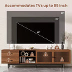 78 Fluted TV Stand for TVs Up to 85, Mid Century Modern Entertainment Center with Storage Drawers & Soft-Closing Door