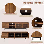 78 Fluted TV Stand for TVs Up to 85, Mid Century Modern Entertainment Center with Storage Drawers & Soft-Closing Door