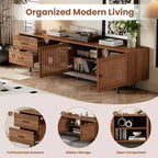 78 Fluted TV Stand for TVs Up to 85, Mid Century Modern Entertainment Center with Storage Drawers & Soft-Closing Door