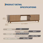 70 Fluted TV Stand in Walnut for TVs up to 75 - Mid-Century Modern Media Console with Hidden Storage, Adjustable Shelves and Cable Management