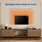 70 Fluted TV Stand in Walnut for TVs up to 75 - Mid-Century Modern Media Console with Hidden Storage, Adjustable Shelves and Cable Management
