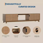 70 Fluted TV Stand in Walnut for TVs up to 75 - Mid-Century Modern Media Console with Hidden Storage, Adjustable Shelves and Cable Management