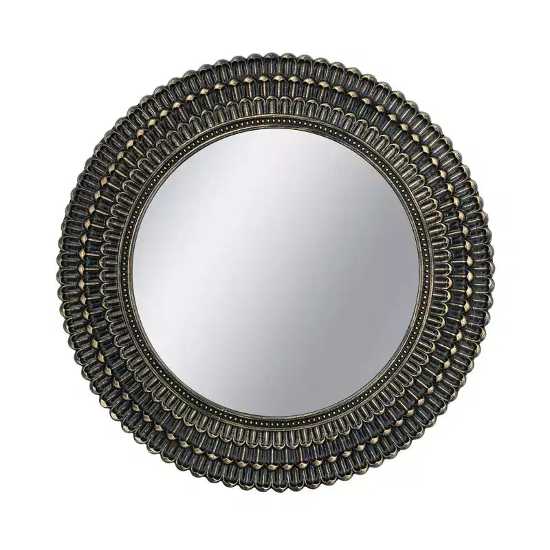 GDFStudio Aurelia Wood Sculpted Round Wall Accent Mirror