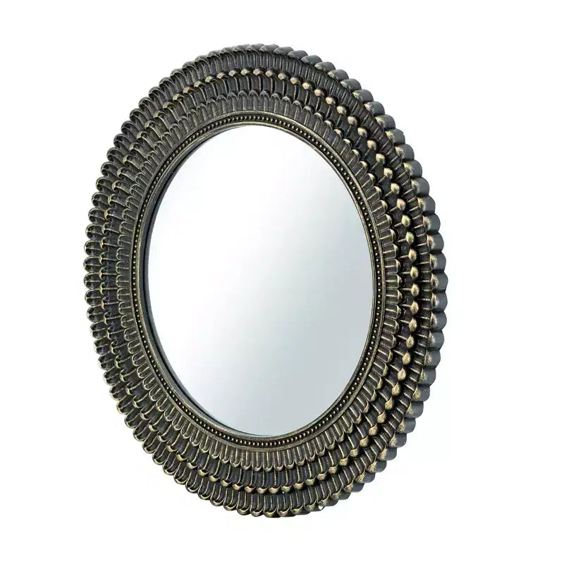 GDFStudio Aurelia Wood Sculpted Round Wall Accent Mirror