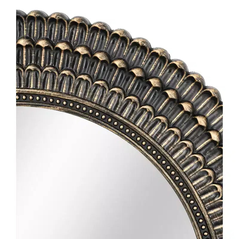 GDFStudio Aurelia Wood Sculpted Round Wall Accent Mirror