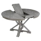 Farmhouse Extendable Round Dining Set for 4, Kitchen Dining Table Set with 4 Upholstered Dining Chairs for Dining Room