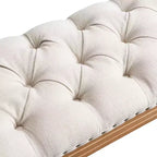 Upholstered Bed Bench Classic Button-Tufted Ottoman Mid-Century Entryway Shoe Bench Padded Vanity Stool Footstool with Rolled Arms - ModernLuxe