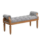 Upholstered Bed Bench Classic Button-Tufted Ottoman Mid-Century Entryway Shoe Bench Padded Vanity Stool Footstool with Rolled Arms - ModernLuxe