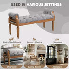 Upholstered Bed Bench Classic Button-Tufted Ottoman Mid-Century Entryway Shoe Bench Padded Vanity Stool Footstool with Rolled Arms - ModernLuxe