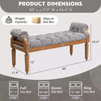 Upholstered Bed Bench Classic Button-Tufted Ottoman Mid-Century Entryway Shoe Bench Padded Vanity Stool Footstool with Rolled Arms - ModernLuxe