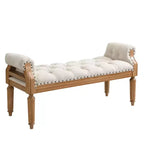 Upholstered Bed Bench Classic Button-Tufted Ottoman Mid-Century Entryway Shoe Bench Padded Vanity Stool Footstool with Rolled Arms - ModernLuxe