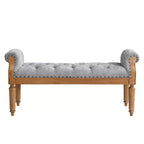 Upholstered Bed Bench Classic Button-Tufted Ottoman Mid-Century Entryway Shoe Bench Padded Vanity Stool Footstool with Rolled Arms - ModernLuxe