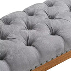 Upholstered Bed Bench Classic Button-Tufted Ottoman Mid-Century Entryway Shoe Bench Padded Vanity Stool Footstool with Rolled Arms - ModernLuxe