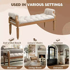 Upholstered Bed Bench Classic Button-Tufted Ottoman Mid-Century Entryway Shoe Bench Padded Vanity Stool Footstool with Rolled Arms - ModernLuxe