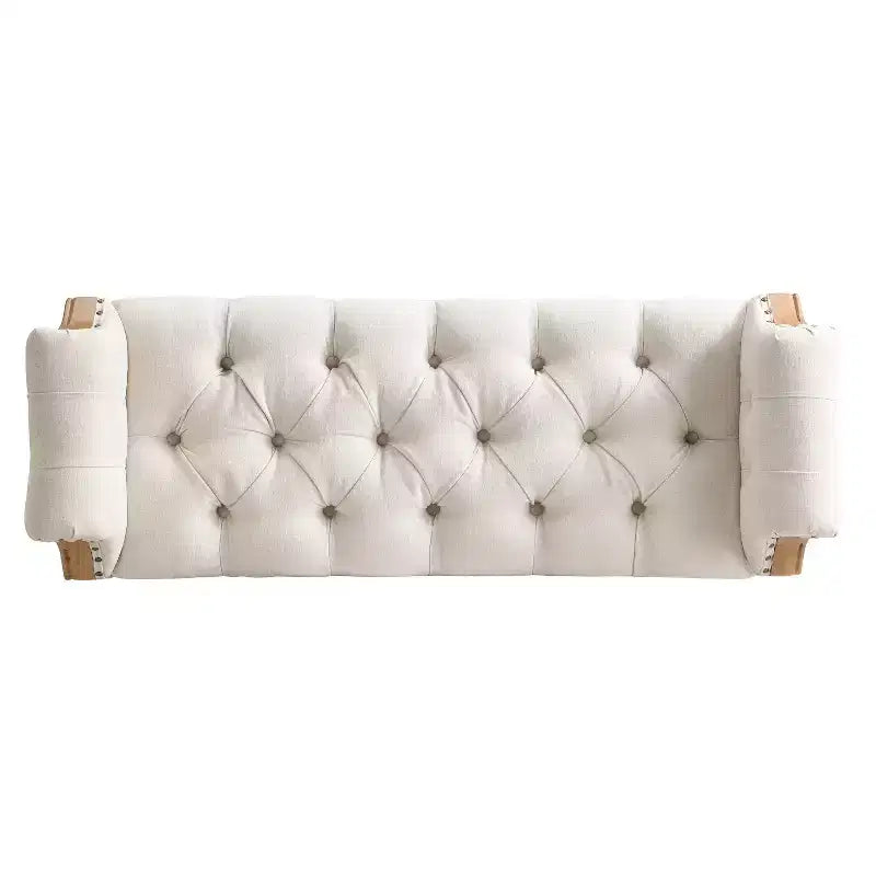 Upholstered Bed Bench Classic Button-Tufted Ottoman Mid-Century Entryway Shoe Bench Padded Vanity Stool Footstool with Rolled Arms - ModernLuxe
