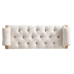 Upholstered Bed Bench Classic Button-Tufted Ottoman Mid-Century Entryway Shoe Bench Padded Vanity Stool Footstool with Rolled Arms - ModernLuxe
