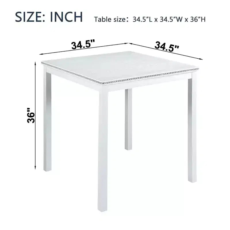MAYEERTY Wooden Square Counter Height Dining Table, White Kitchen Table for Small Space for 4