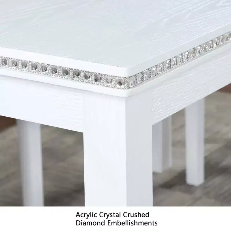 MAYEERTY Wooden Square Counter Height Dining Table, White Kitchen Table for Small Space for 4
