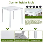 MAYEERTY Wooden Square Counter Height Dining Table, White Kitchen Table for Small Space for 4