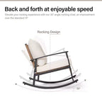 LAUSAINT HOME 3 Pieces Rocking Bistro Set, Oversize Rattan Conversation Set, Thick Cushions for Garden, Balcony, Backyard