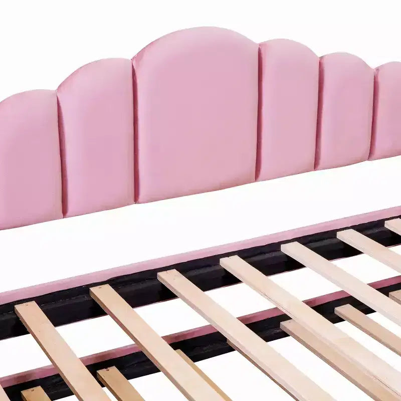 Twin Size Upholstered Sofa Bed with Trundle & USB Charging Station, Velvet Daybed for Bedroom, Pink